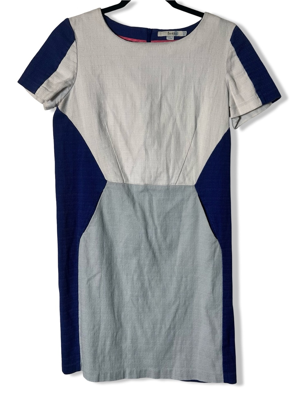 Boden Pippa Colorblock Textured Tunic Shift Dress Navy White Grey Sz. 8L